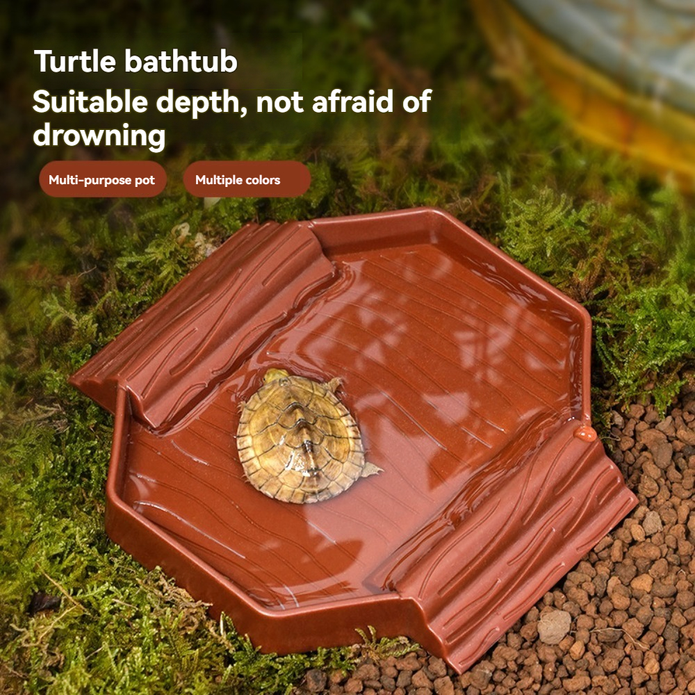 Water Dish Reptile - Yellow edge turtle bath basin half