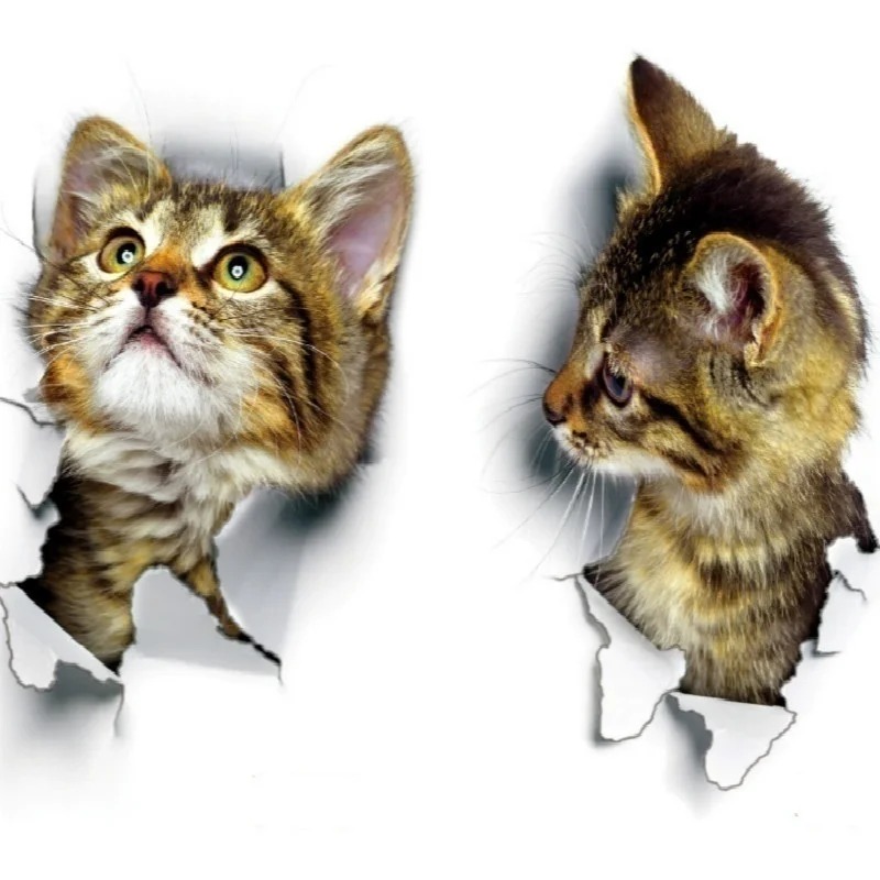 3pcs 3D Cute Cat Self-adhesive - Pvc Panel Background ulasan dan harga