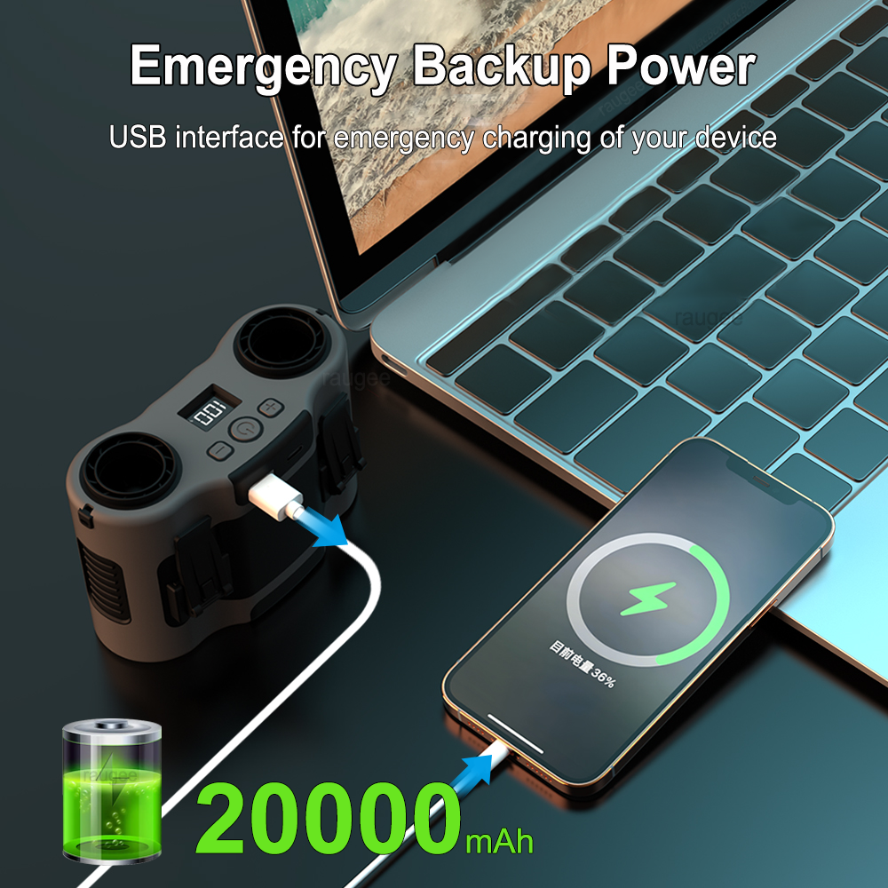 20000mAh Waist Fan Portable Ou - Timer Dual Outlet ulasan dan harga