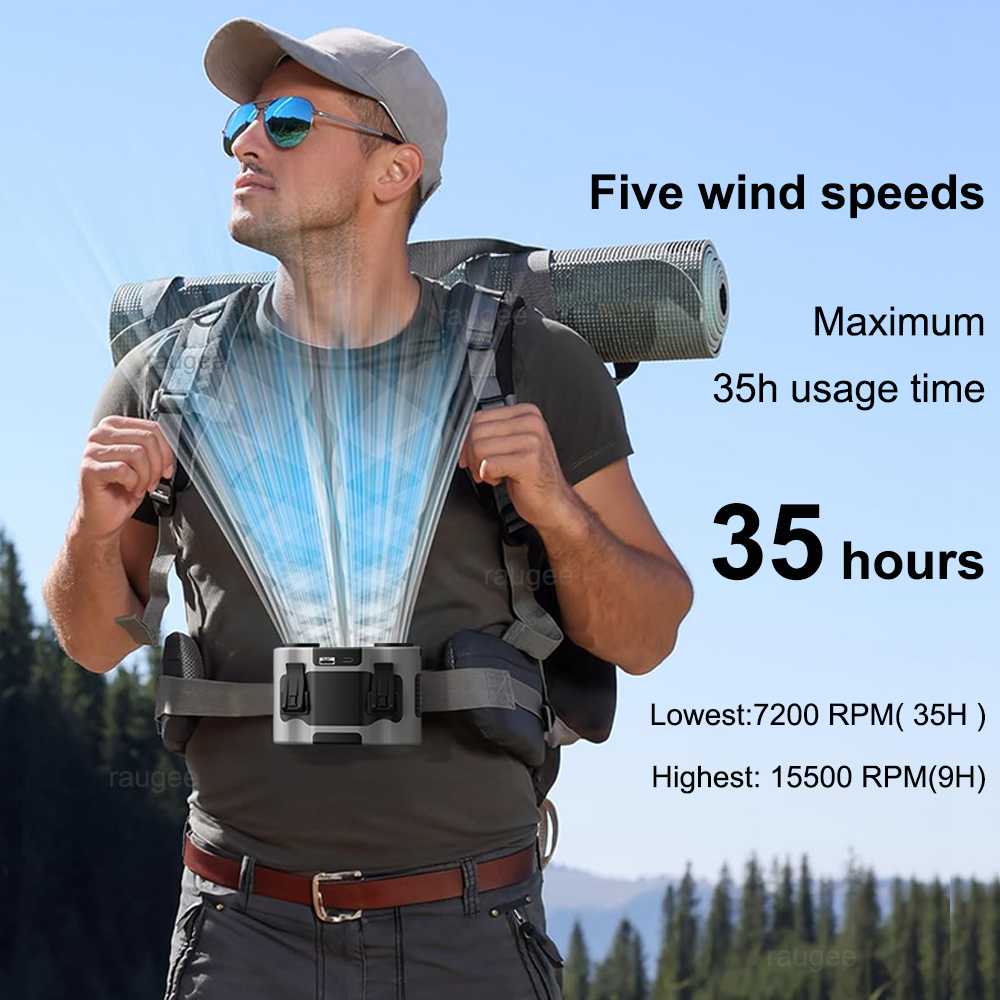 20000mAh Waist Fan Portable Ou - Timer Dual Outlet ulasan dan harga