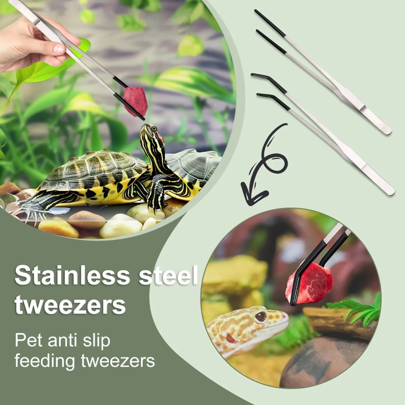 2pcs Bent Tip Tweezers For Cra - Feeding Tong Stainless ulasan dan harga
