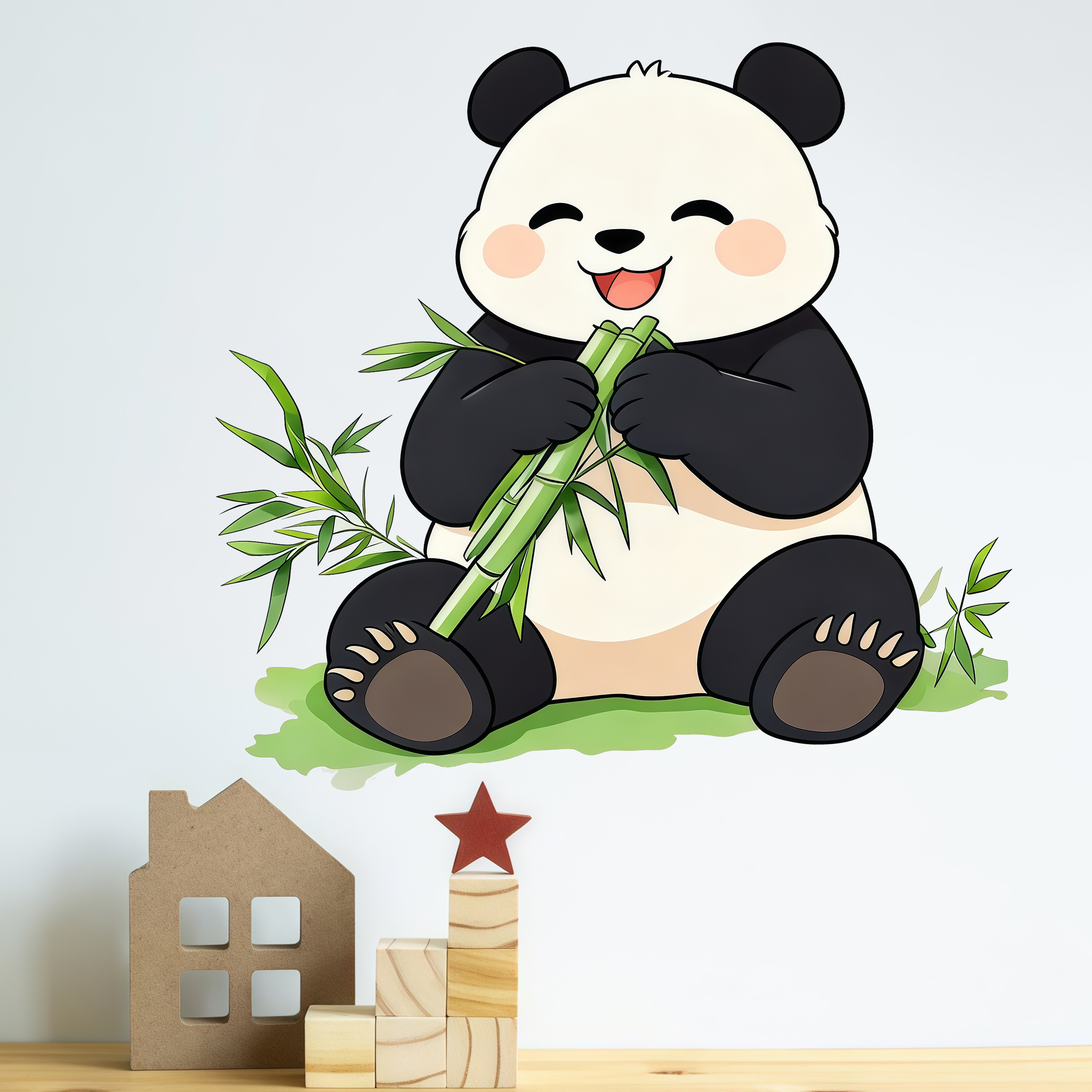 Bamboo And Panda Wall Decals S - Pvc Panel Background ulasan dan harga