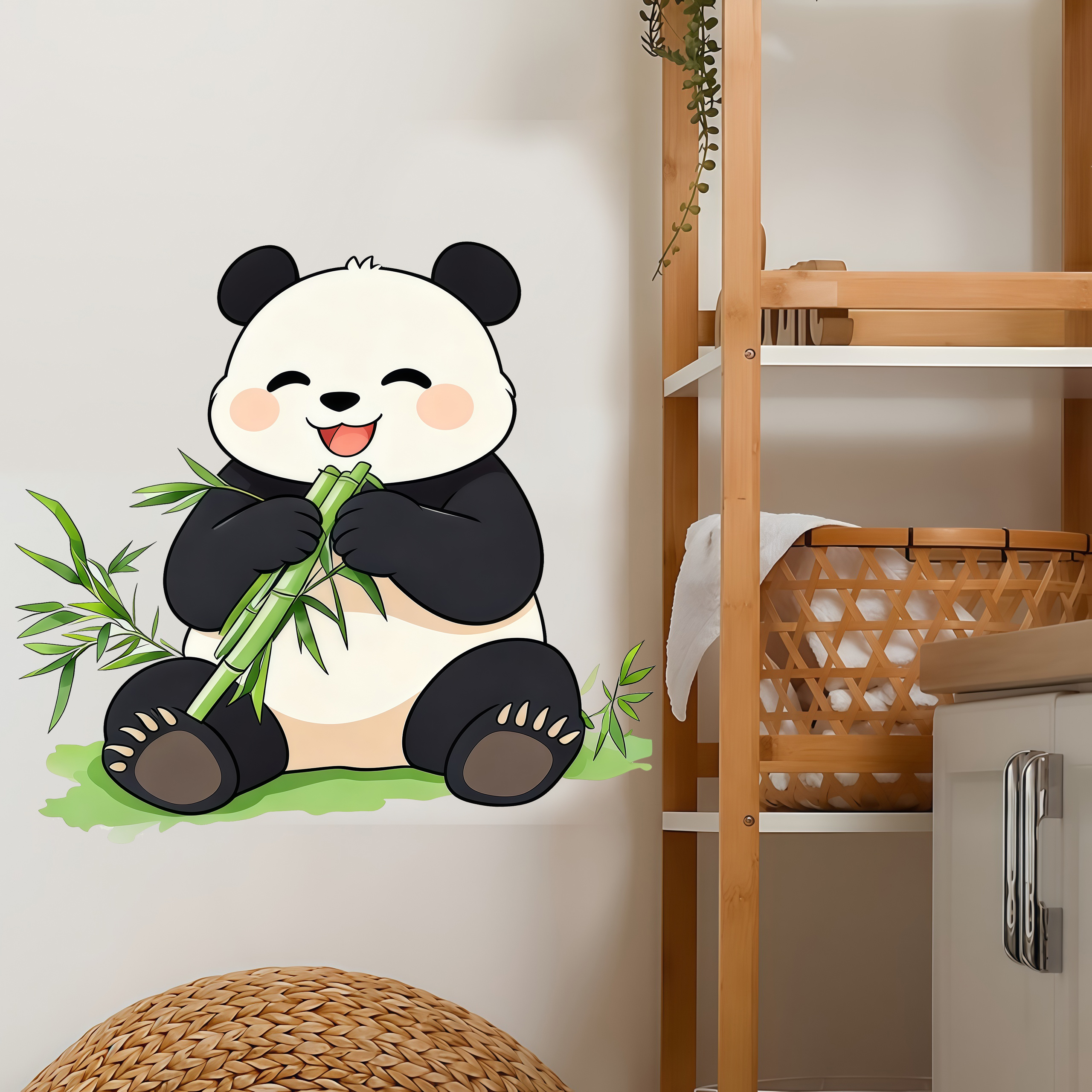 Bamboo And Panda Wall Decals S - Pvc Panel Background ulasan dan harga